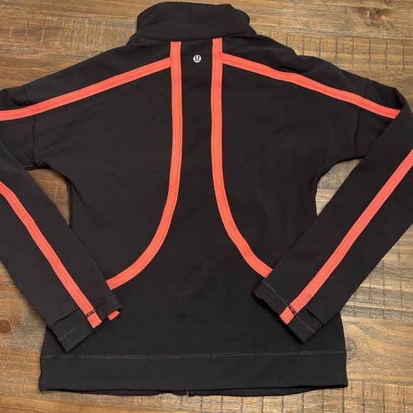 Lululemon Black Zip-Up Athletic Jacket Red Piping - Picture 6 of 9